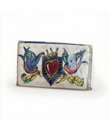 Brighton 2019 Love Of Art Birds Heart  Crown Zip Top Canvas Cosmetic Bag - $14.49