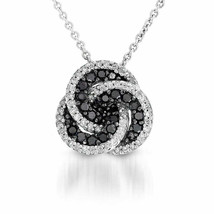 1/3CTW Black And White Diamond Swirl Pendant Necklace With 18&#39;&#39; Chain - £50.80 GBP