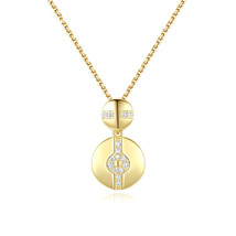 Gold Plated Pendant S925 Silver Necklace for Women with Moissanite - £13.76 GBP