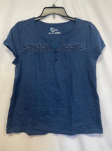 Classic Elements Petite Henley Top Navy Size Petite Medium NWOT - £8.04 GBP