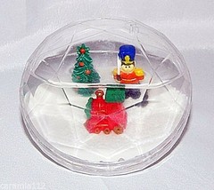 Christmas Snow Globe Toy Soldier Plastic Diamond Shape Holiday Snowdome Vintage - £14.62 GBP