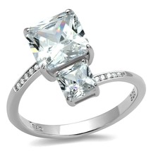 8mm Cushion Cut Double Simulated Diamond Crossover Band 925 Sterling Silver Ring - £67.57 GBP