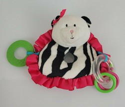 Mud Pie Mudpie Baby Girl Zebra Teddy Bear Ring Triangle Stuffed Plush Rattle Toy - £12.49 GBP