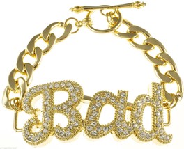 BAD Bracelet New Crystal Rhinestone Style 10mm Wide Link Chain with Toggle Clasp - £19.77 GBP