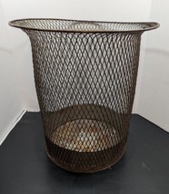 Vintage Antique NEMCO Metal Co Steel Mesh Trash Can Waste Basket Chicago 17 in - £59.78 GBP