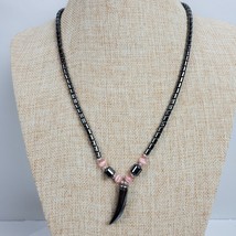 Vintage Estate CASUAL CAREER Smoky Gray &amp; Pink Glass Beaded Necklace 22&quot; - $14.31