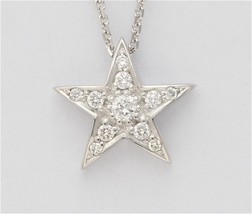 14k White Round Diamond Pentagram Star Necklace (0.17 Ct F SI2 Clarity) - £301.86 GBP