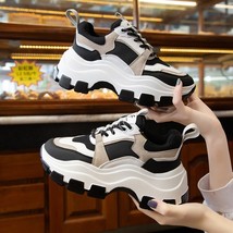 Chunky Sneakers Woman White Thick Bottom Casual Shoes Ladies Platform Sneakers S - £56.21 GBP