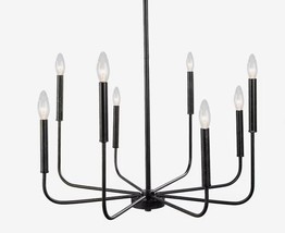 LNC Modern 8-Light Black Chandelier with Rustic Linear Candlestick Holde... - £73.12 GBP