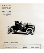 1908 H.H. Franklin Model G Runabout Print Catalog Advertisement Automobi... - $42.12 CAD