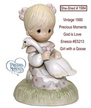 Precious Moments God is Love E5213 Girl and her Goose 1980 Vintage Enesco - £11.75 GBP
