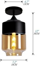 NAANN Glass Ceiling Light, Industrial Vintage Ceiling Lamp - £44.94 GBP