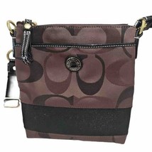 Coach Crossbody Shoulder Handbag Purse Signature Brown 13”x10” F20061 - $34.60