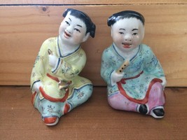 Ensemble De 2 Chinois République Période Porcelaine Enfant Figurine Cult... - $223.48