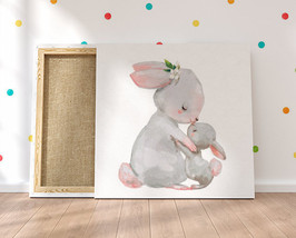 Cute Hare Canvas Print Nursery Decor Baby Kids Room Wall Art Watercolor Hare Pos - £46.20 GBP