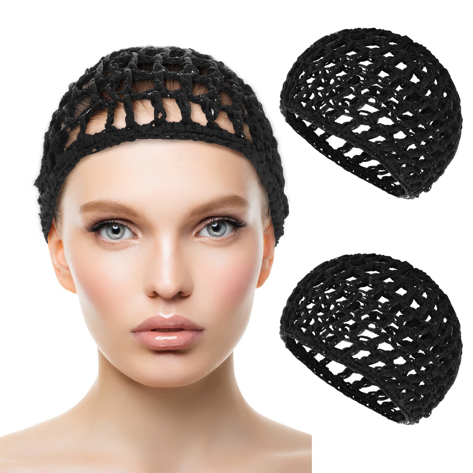 WLLHYF 2 PCS Hair Nets Cap Sleeping Hairnet Snoods Wrap Bonnets Long Straight C