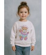 Girls Sz 5 VTG 80s 90s Kawaii Teddy Bear Puffy Paint Hearts Pullover Swe... - $70.07 CAD