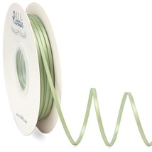 Satin Ribbon 1/8 Inch X Continuous 100 Yards, Thin Spring Moss/Sage Ribbon Doubl - £14.07 GBP