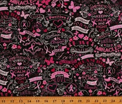 Cotton Breast Cancer Awareness Pink Ribbons Fabric Print by the Yard D683.68 - £10.26 GBP