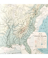 1916 United States Of America Map Fold Out Physical Elevation Topography... - $29.99