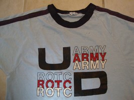Vintage 80&#39;s UD Army rotc Military Ringer Blue T Shirt Size L - £11.59 GBP