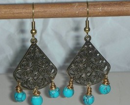    Charming Chandelier and Turquoise Earrings - £10.21 GBP