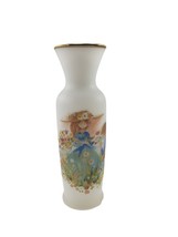Vintage 1970&#39;s NAPCOWARE Japan Frosted w Gold Trim Glass Vase Girl &amp; Boy - $129.89 MXN