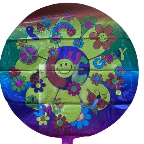 Betallic Balloon Vintage 1996 Round 18&quot; Mylar Peace Love Groovy Smile Si... - $9.72