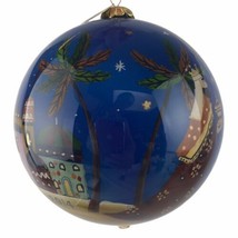 2014 Pier One Li Bien Ornament Bethlehem Reverse Hand Painted Glass Christmas - £58.28 GBP