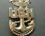 MASTER CHIEF PETTY OFFICER USN NAVY LAPEL PIN BADGE 1.25 X 1.75 INCHES A... - $6.94