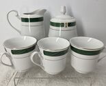 Majesty Malachite 8420 Green  Creamer &amp; Sugar Bowl With Lid And 3 Tea Cups - $38.60