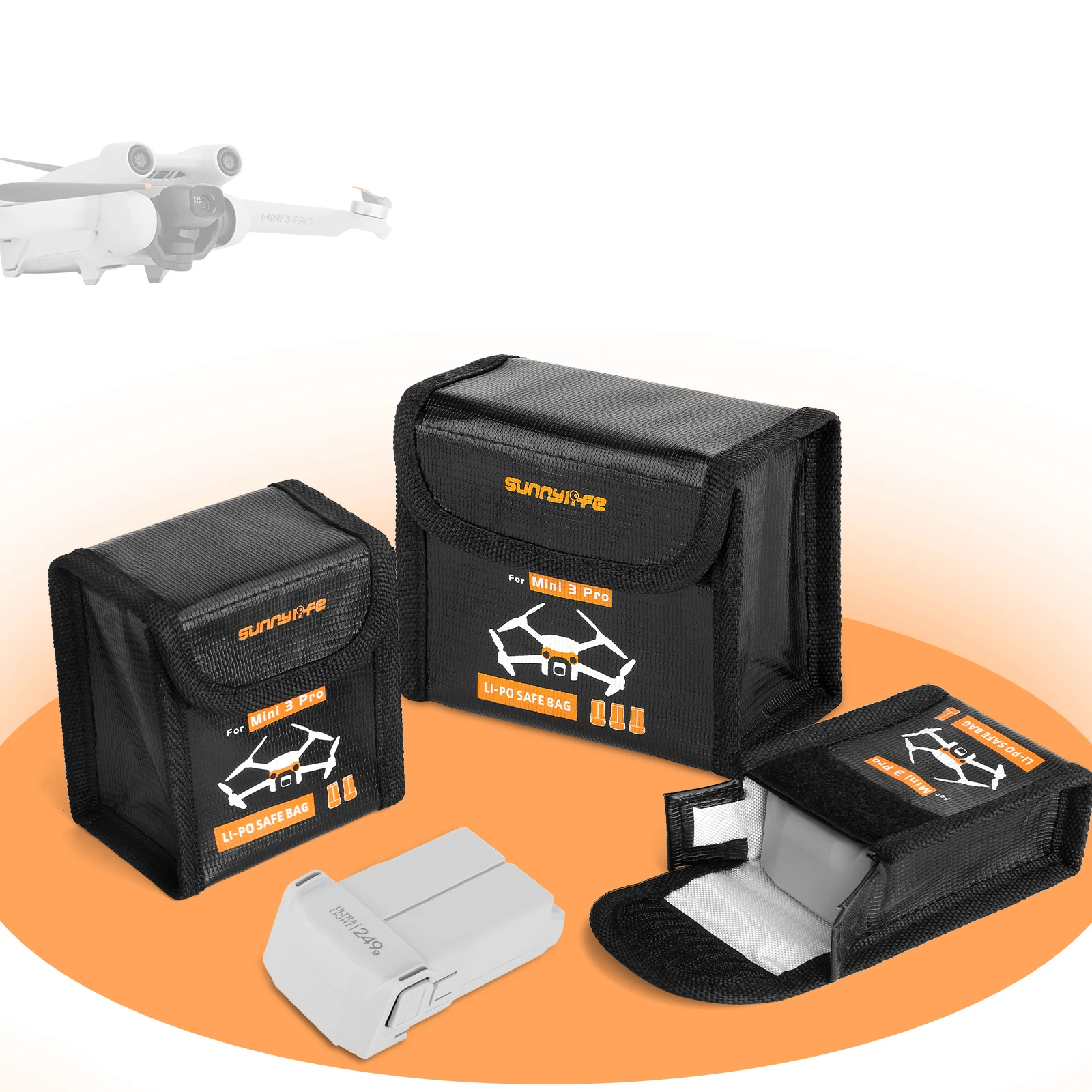  battery case explosion proof safe storage bag for dji mavic mini 3 pro drone fireproof thumb200