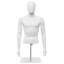 Male Mannequin Realistic Plastic Half Body Head Turn Dress Form Display ... - £116.69 GBP