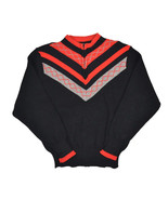 Vintage Virgin Worsted Wool Sweater Womens L 1/4 Zip Striped Black Red J... - £25.18 GBP