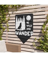 Black and White &quot;Be Wild and Wander&quot; Wolf Moon Pennant Banner - £38.03 GBP+
