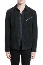 Mens Black Suede Leather Shirt Trucker Jacket Men Suede Leather Jacket #25 - £114.77 GBP+