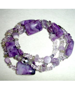 Assorted Amethyst Bead 3 Row Stretch Bracelet New Lenox Exclusive $150 - $25.90