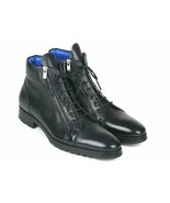 Paul Parkman Mens Shoes Boots Black Leather Side Zipper Handmade 12455-BLK - $823.32 CAD