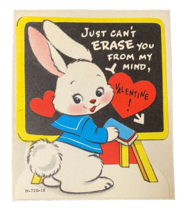 Vintage Die Cut Valentine Card 1950s Anthropomorphic Bunny School Unused... - £5.52 GBP