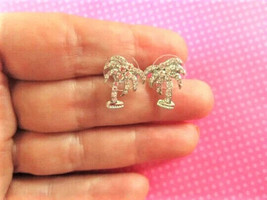 Palm tree crystal silver stud earrings 2 PAIRS - £7.97 GBP