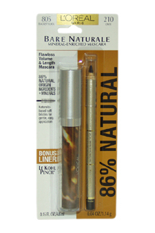Bare Naturale Mineral-Enriched Mascara with 210 Onyx Pencil # 805 Blackest Black - $45.49