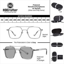 HDCrafter Polarized Monofocal Eyeglasses for Myopia (Silver/ Gray frame)  - $48.00