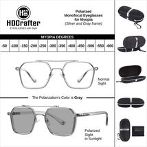 HDCrafter Polarized Monofocal Eyeglasses for Myopia (Silver/ Gray frame)  - £37.54 GBP