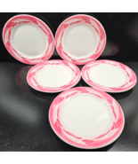 5 Jackson China Pink Leaves Airbrush Salad Plate Set Vintage Restaurant ... - $1,477.51 MXN