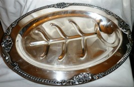 VINTAGE SILVERPLATED ORNATE FOOTED MEAT SEVING PLATTER SHIEEFIELD MB LIO... - £37.59 GBP