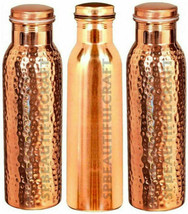 Handmade Copper Water Bottle Drinking Tumbler Ayurvedic Health Benefits Set Of 3 - £39.39 GBP