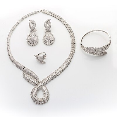 Jewelry Sets HADIYANA Luxury Elegant Temperament Classic Wedding Engagement Inla - £131.79 GBP