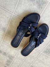 Italian Shoemakers Luxe Platform Wedge Sandals Navy Blue Size 8 - £18.12 GBP