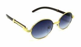 Dweebzilla Philosopher Luxury Oval Metal &amp; Wood Sunglasses (Gold &amp; Dark Brown Wo - £8.44 GBP