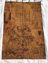 Large Antique French Tapestry 56x36&quot; Louis XVI Style Men Playing Chess Scene - £316.53 GBP